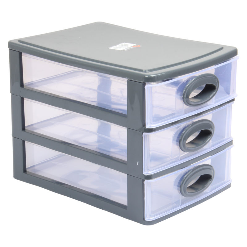 Small Storage Unit with Drawers. 3 Tier Desktop Storage Tower.