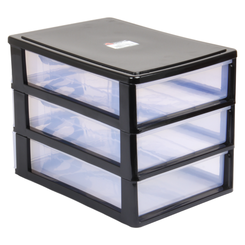 Small Storage Unit with Drawers. 3 Tier Desktop Storage Tower.