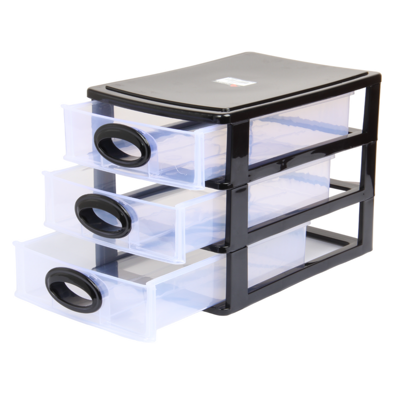 Small Storage Unit with Drawers. 3 Tier Desktop Storage Tower.