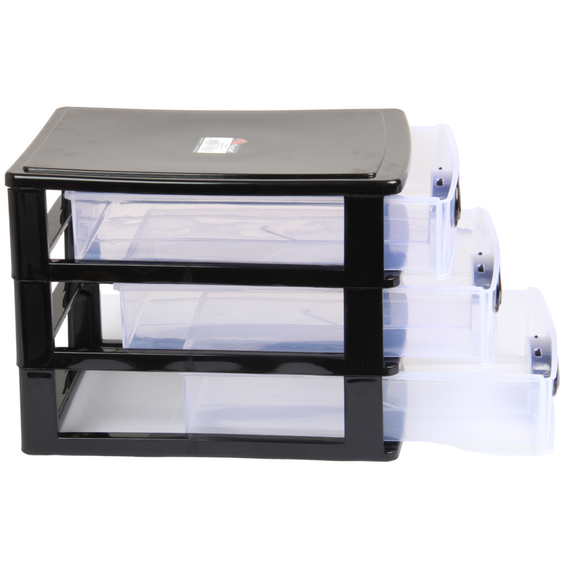Small Storage Unit with Drawers. 3 Tier Desktop Storage Tower.