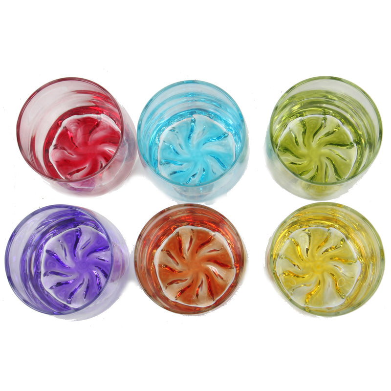 Coloured Base Tumbler Glasses Set. Juice Whiskey Drinking Glass. (Pack of 6)