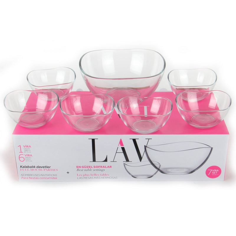 Large Serving Bowl and Set of Six Desert Fruit Salad Ice Cream Bowls, 1880cc & 310cc - VIR291/VIR261