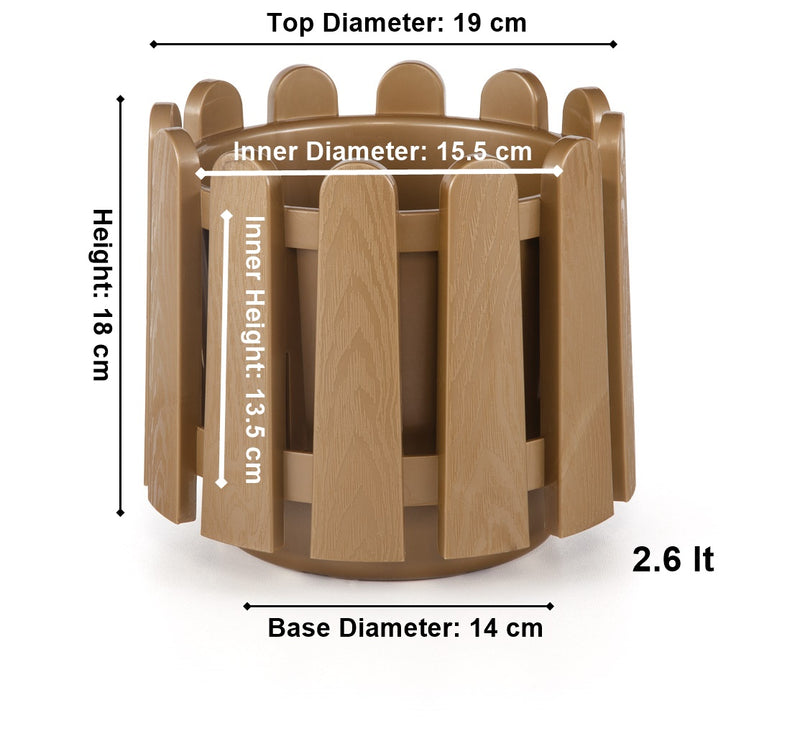 Garden Fence Style Round Flower Pot Planter with Water Drainage. (2.6 Lt / 6.6 Lt / 14.1 Lt)