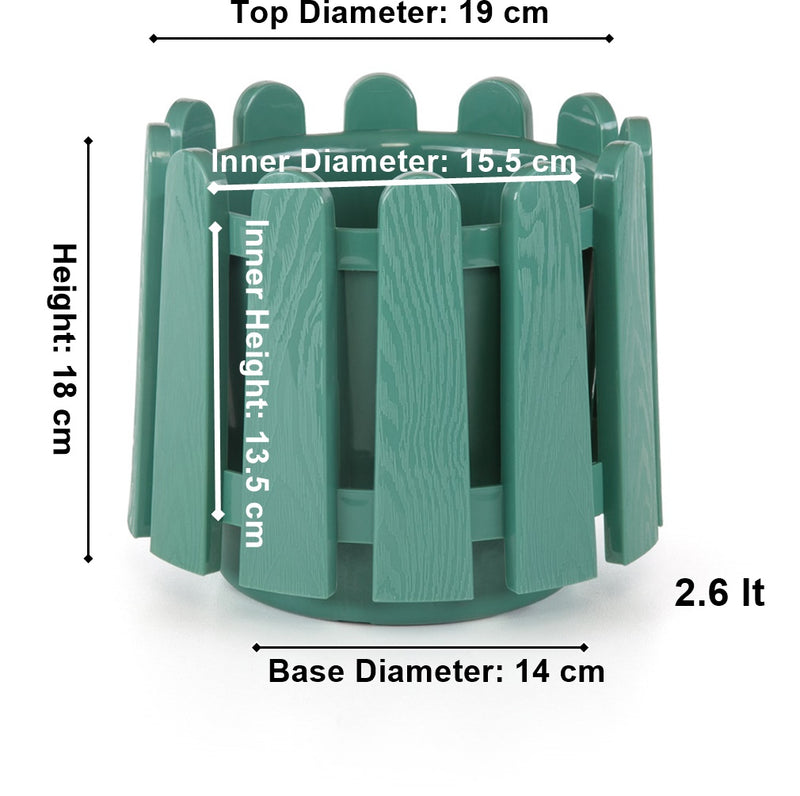 Garden Fence Style Round Flower Pot Planter with Water Drainage. (2.6 Lt / 6.6 Lt / 14.1 Lt)