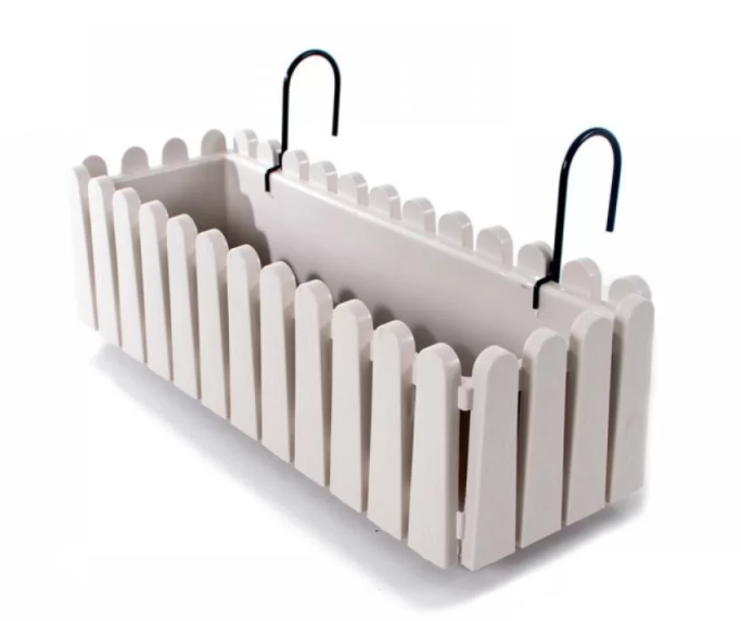 Hanging Flower Planter Pot with Hanger. White Balcony Fence Pot. (9 Lt & 14 Lt).