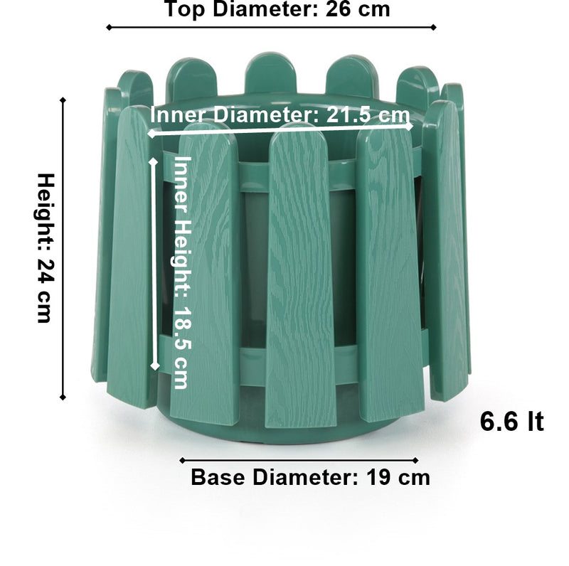 Garden Fence Style Round Flower Pot Planter with Water Drainage. (2.6 Lt / 6.6 Lt / 14.1 Lt)
