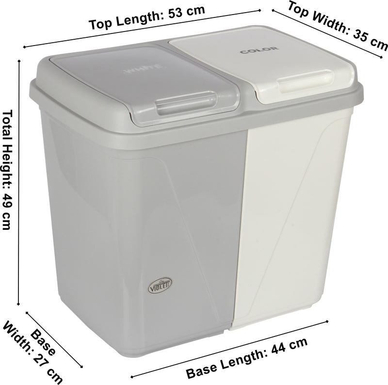 Dual Compartment Rubbish Bin. Waste Recycling And Laundry Basket. 60L (2 x 30L).
