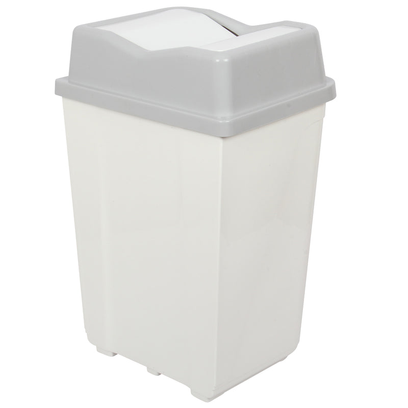 30 Litre Butterfly Swing Bin. Lidded Dustbin. Plastic Rubbish Waste Bin. (White)