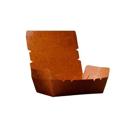 Kraft Take Away Food Box Container. No Window. (Box of 120) (195 x 140 x 65 mm)