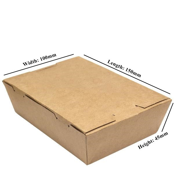 Kraft Take Away Food Box Container. NO Window.(Box of 99) (150 x 100 x 45 mm)