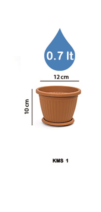 Round Flower Pot and Saucer. Grooved Base In/Out Multibuy.