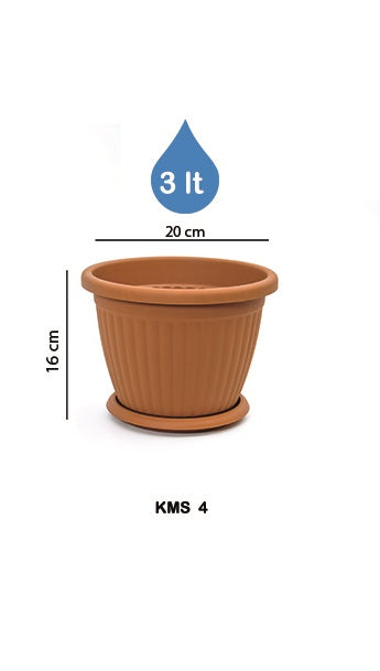 Round Flower Pot and Saucer. Grooved Base In/Out Multibuy.