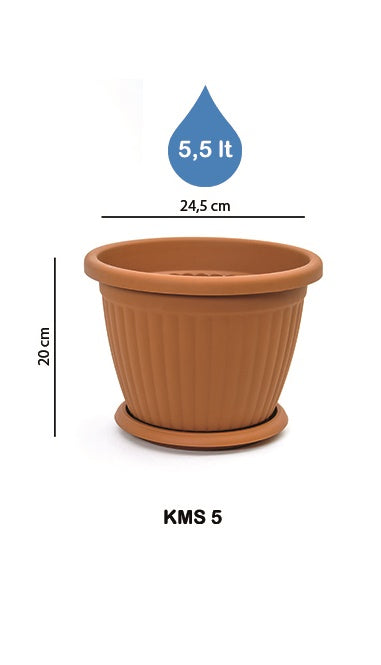 Round Flower Pot and Saucer. Grooved Base In/Out Multibuy.