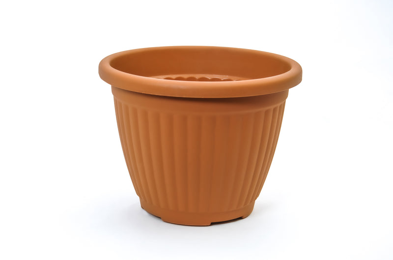 Round Flower Pot and Saucer. Grooved Base In/Out Multibuy.