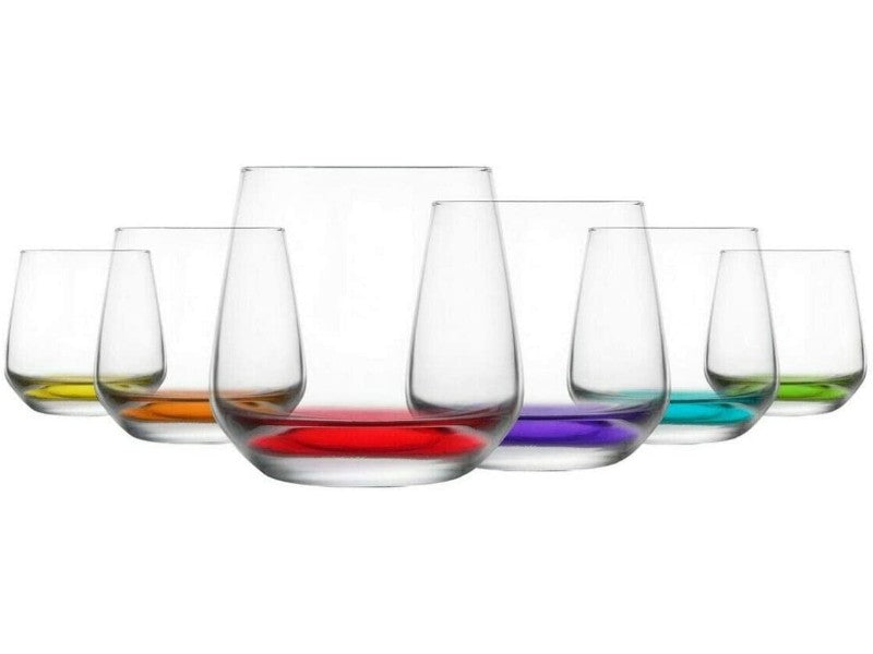 Coloured Base Tumbler Drinking Glasses