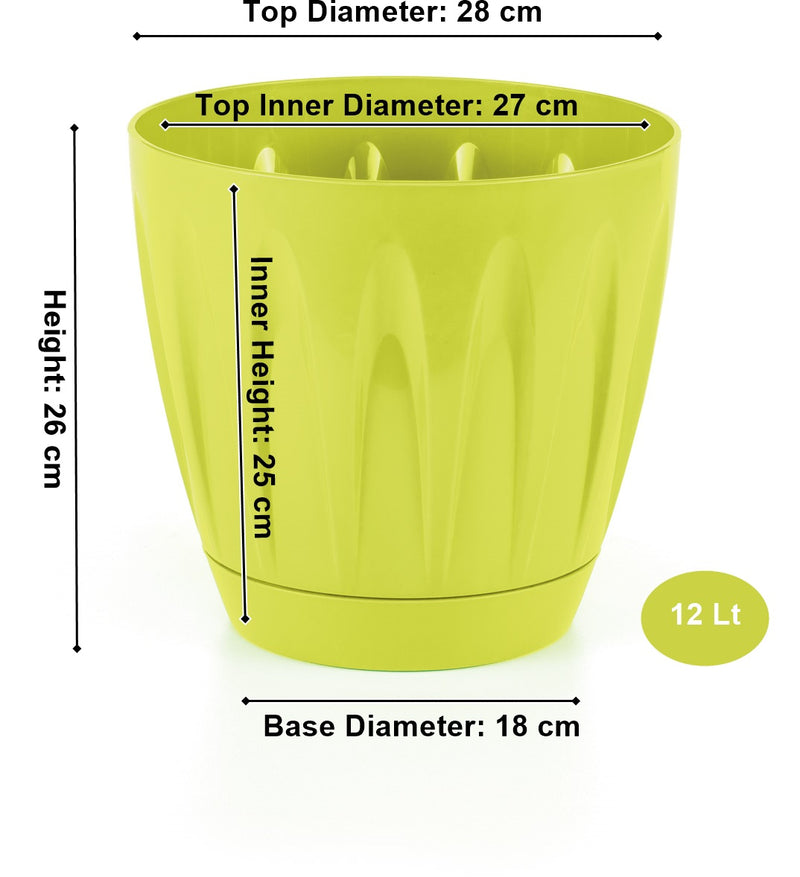 Modern Daisy Round Flower Pot with Saucer. Indoor / Outdoor Flowerpot. (6 Sizes)
