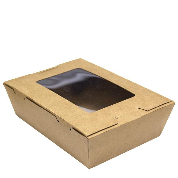 Kraft Take Away Food Box Container with Window.(Box of 120) (195 x 140 x 65 mm)