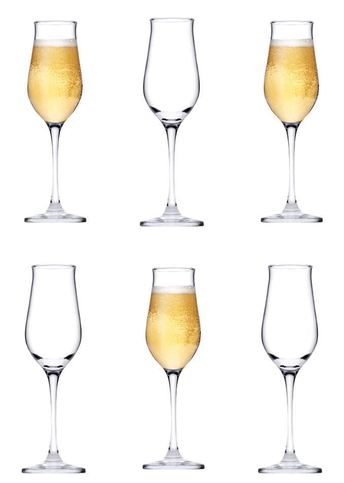 Champagne Glasses. Long Steam Prosecco Flute. Drink Party. (Pack of 6) (190 ml).