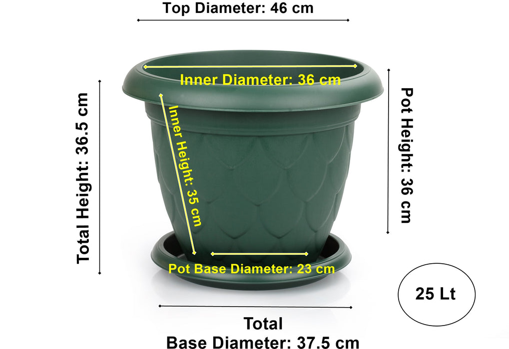 25 Litre Plant Pot. Large Plant Pot and Saucer. Flower Planter Plant Pot UK.