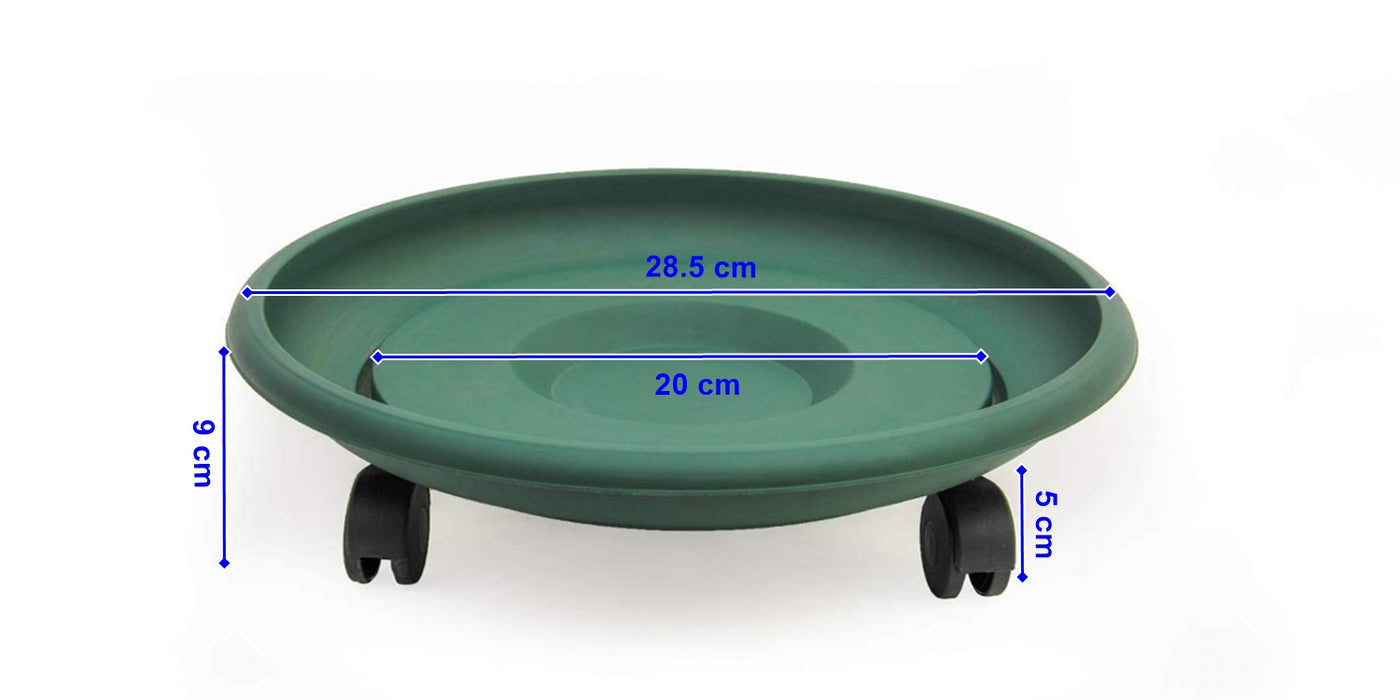 Movable Planters with Wheels. Round Caddy Plant Mover Stand Tray Saucer. (Green)