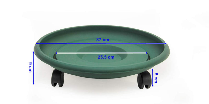 Movable Planters with Wheels. Round Caddy Plant Mover Stand Tray Saucer. (Green)