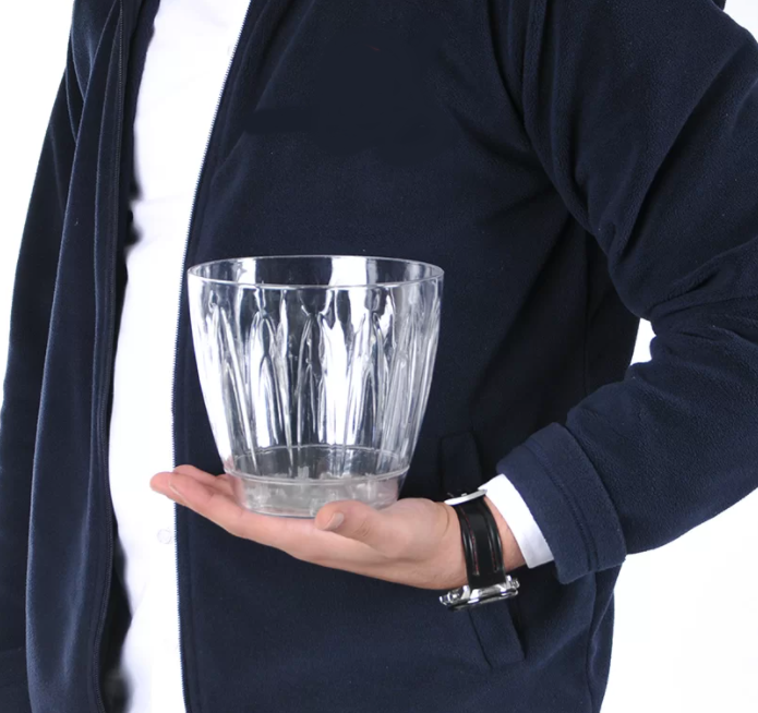 Clear Orchid Pot and Saucer. Strong Plastic Transparent Flower Pot. (1.5 Lt )