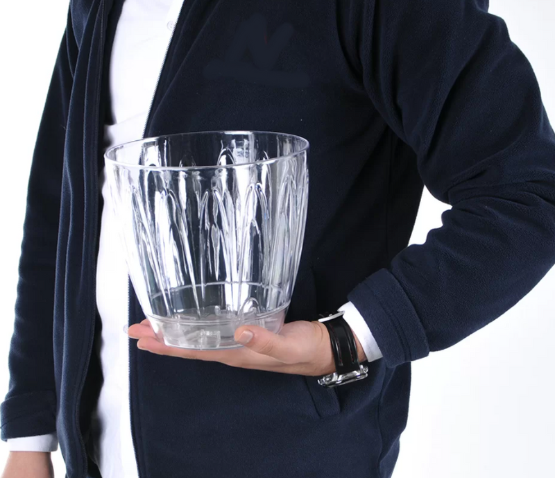 Clear Orchid Pot and Saucer. Strong Plastic Transparent Flower Pot. (3 Lt)