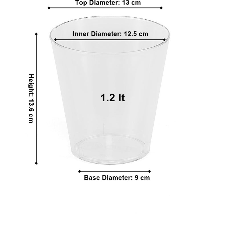 Clear Orchid Bowl Pot. Strong Plastic Transparent Flower Pot. (1.2 L)