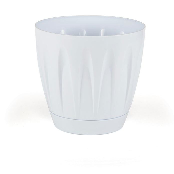 White Plastic Plant Pots with Drainage Holes UK. Indoor / Outdoor Flower Pots.