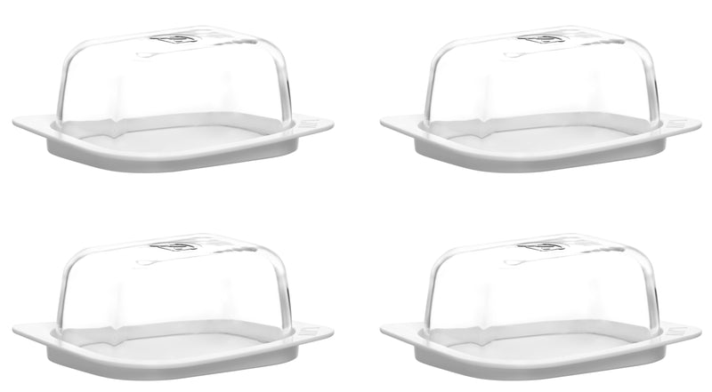 4x Glass Food Storage Container. Butter Dish with Lid. (405 cc/ml)