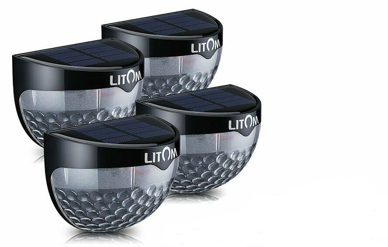 4X Solar LED Fence Garden Lights. Solar Powered Outdoor Lamp. Waterproof.