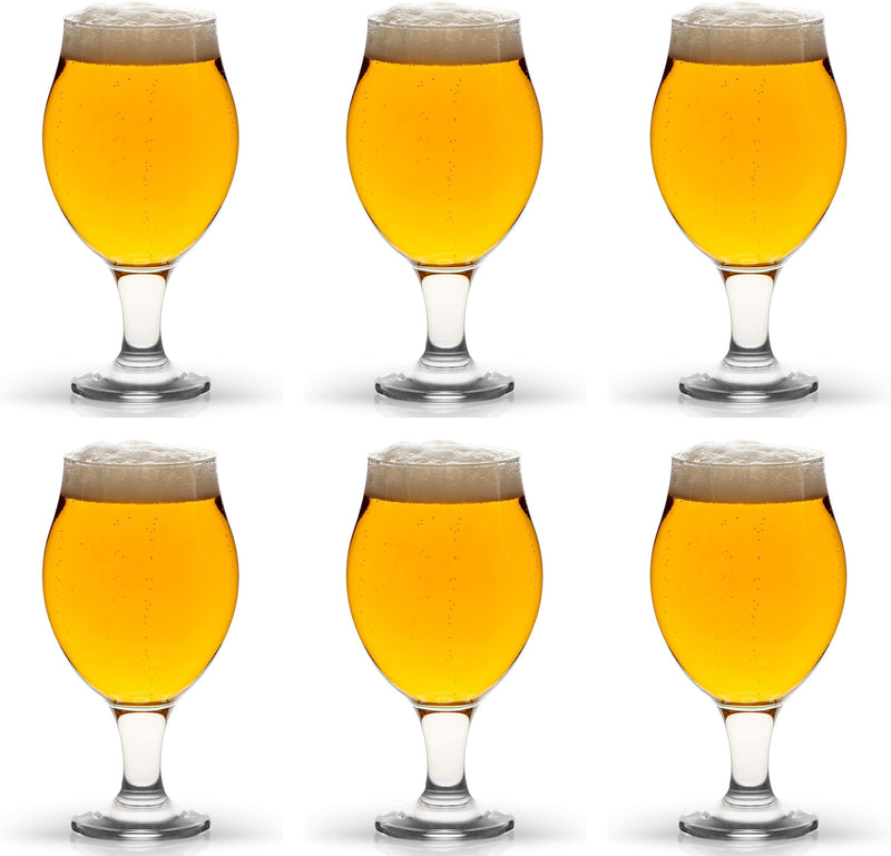 Classic Tulip Beer Glass Set. Stemmed Craft Beer Ale Glasses.(Pack of 6) (570 ml)