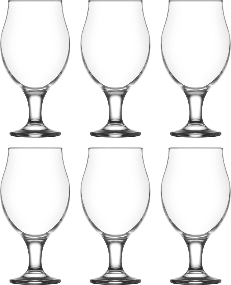 Classic Tulip Beer Glass Set. Stemmed Craft Beer Ale Glasses.(Pack of 6) (570 ml)