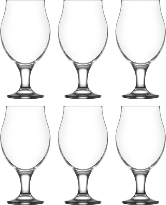 Classic Tulip Beer Glass Set. Stemmed Craft Beer Ale Glasses.(Pack of 6) (570 ml)