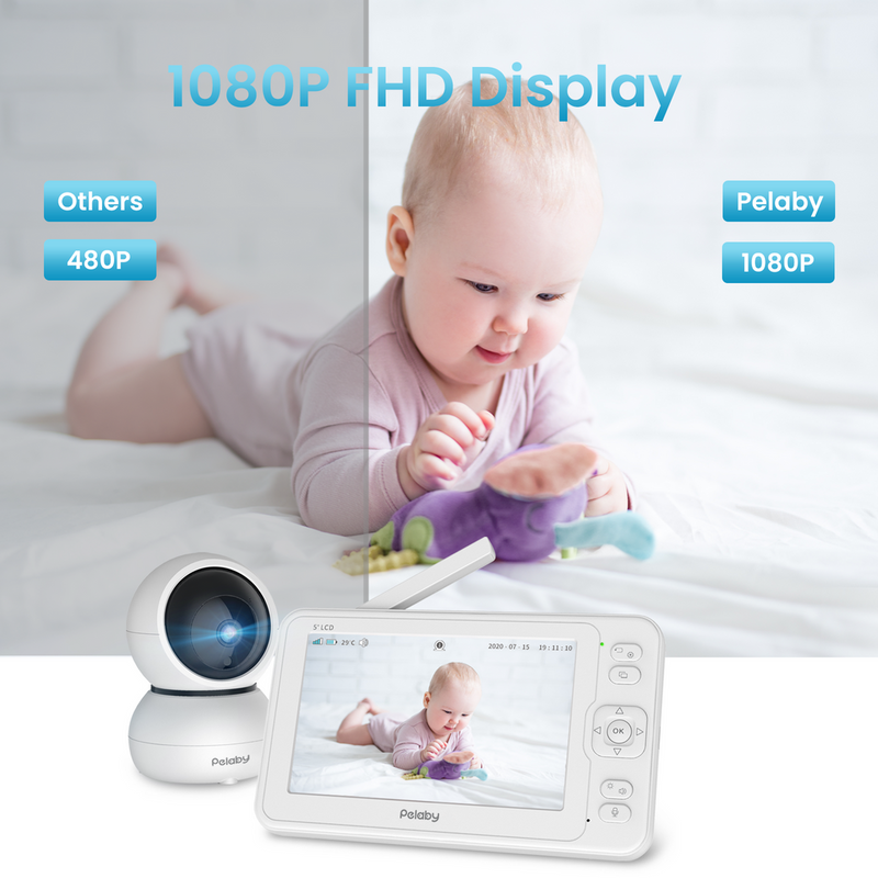 Baby Monitor. 1080P Video Baby Monitor with 5” HD Display.