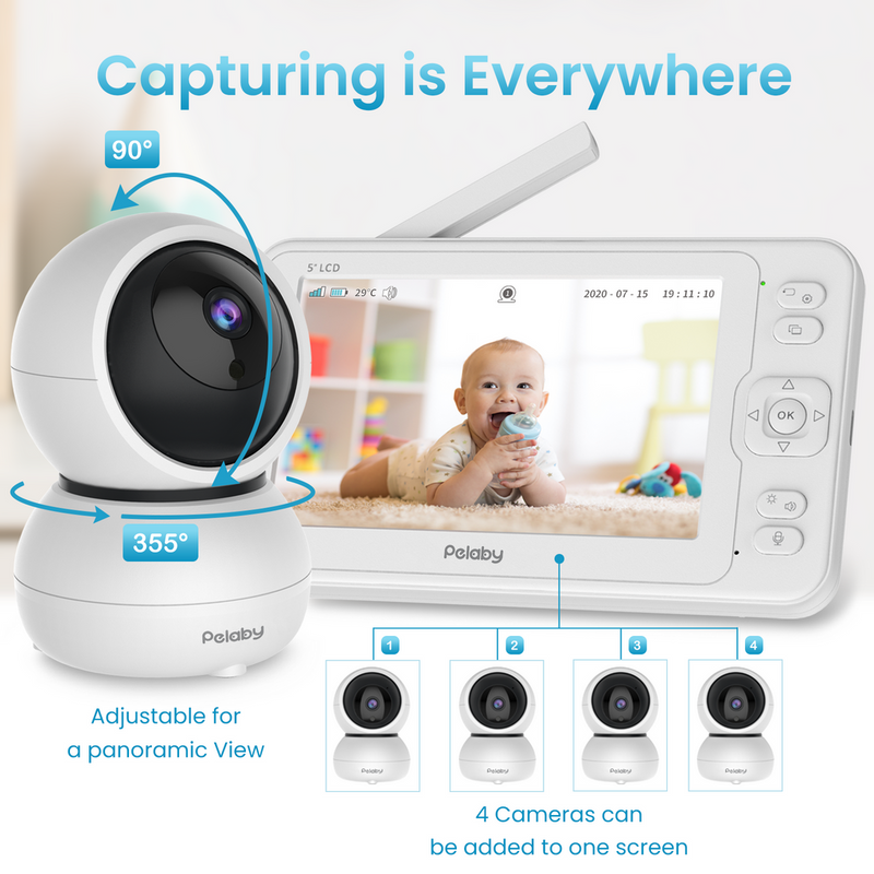 Baby Monitor. 1080P Video Baby Monitor with 5” HD Display.