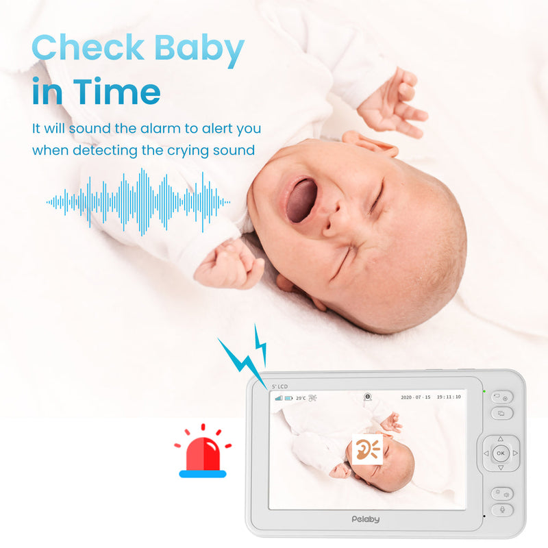 Baby Monitor. 1080P Video Baby Monitor with 5” HD Display.