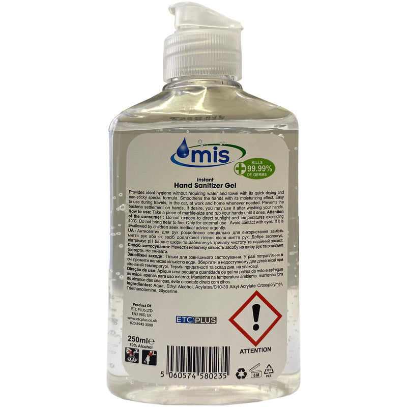 Anti Bacterial Hand Sanitiser Gel - 250ml (Single)