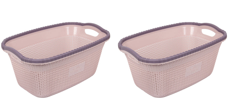 2x Rattan Style Rectangular Laundry Basket