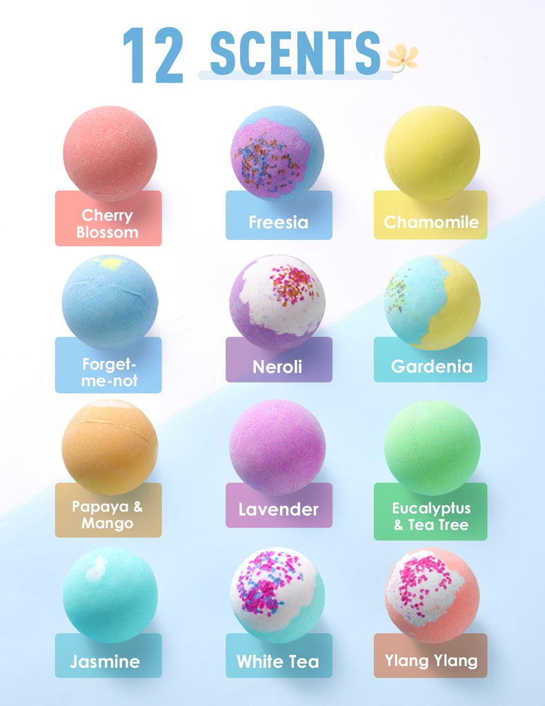 Bath Bombs. Assorted Fragrances Pack of 12 Bath Salt. Organic&Handmade. Gift Set