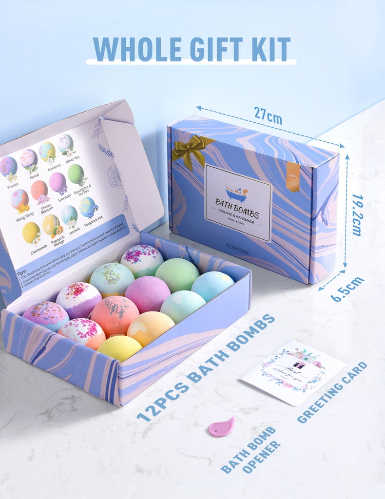 Bath Bombs. Assorted Fragrances Pack of 12 Bath Salt. Organic&Handmade. Gift Set