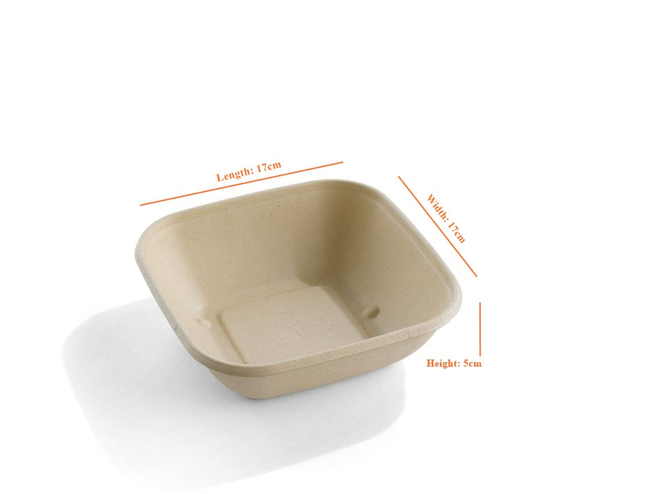 Sabert Square Base Pulp Bowl. PUL14124.(750ml) (17 x 17 cm) (Box of 300)