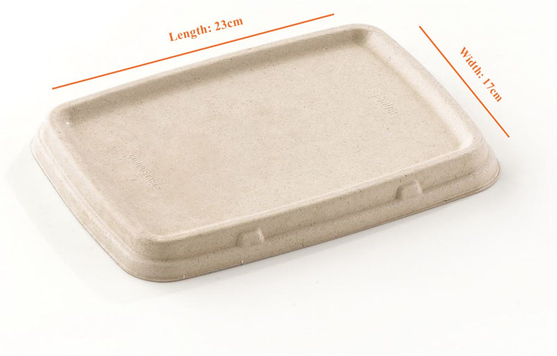 Sabert Natural Rectangular Pulp Lid For 650 / 950 ml Containers. (Box of 300)