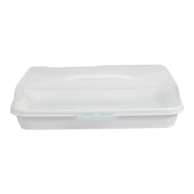 Rectangular Cake Carrier. Plastic Food Storage Box.(44.5x10.5x31cm)(White)