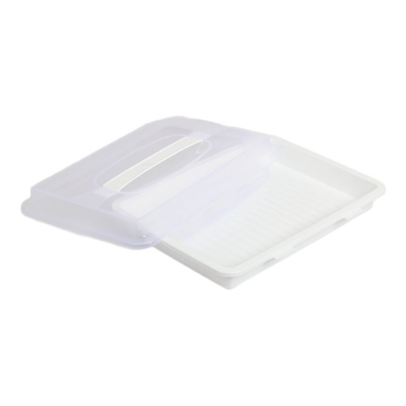 Rectangular Cake Carrier. Plastic Food Storage Box. (33.5x6.5x26cm)(White)