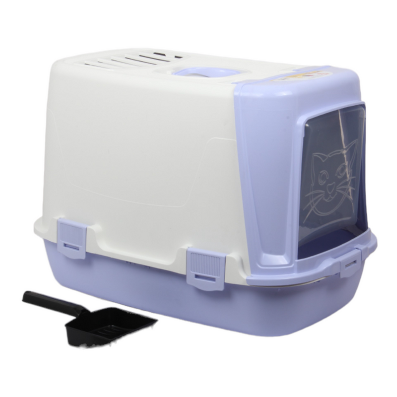 Pet Hooded Litter Tray Box with Scoop. Carbon Filter Litter Box.