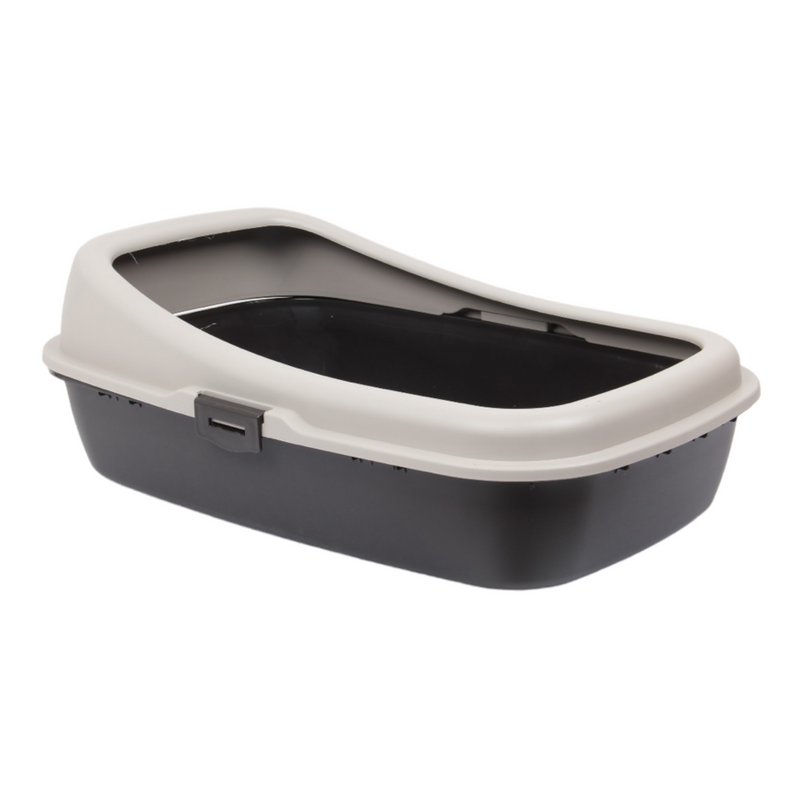 Cat Litter Tray. Big Open Cat Litter Box Tray. (Beige & Brown)