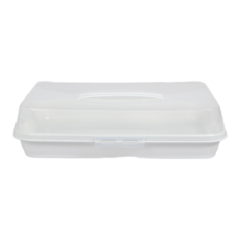 Rectangular Cake Carrier. Plastic Food Storage Box.(44.5x10.5x31cm)(White)