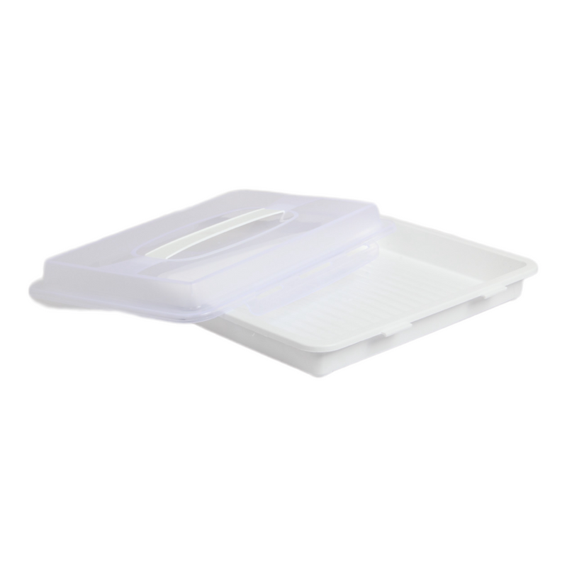 Rectangular Cake Carrier. Plastic Food Storage Box. (33.5x6.5x26cm)(White)