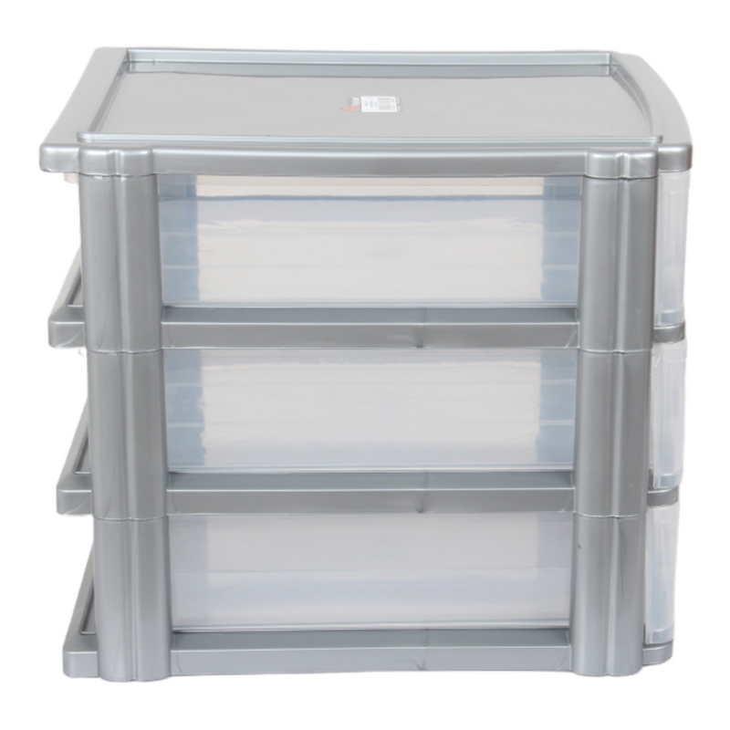 A4 Size Storage Drawers. 3 Tier Desktop Organiser. (Grey)